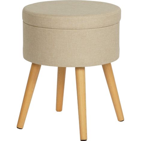 Sgabello Poggiapiedi Rebecca Mobili Tiaré 45x36x36 MDF, Pet, Metallo Beige Moderno