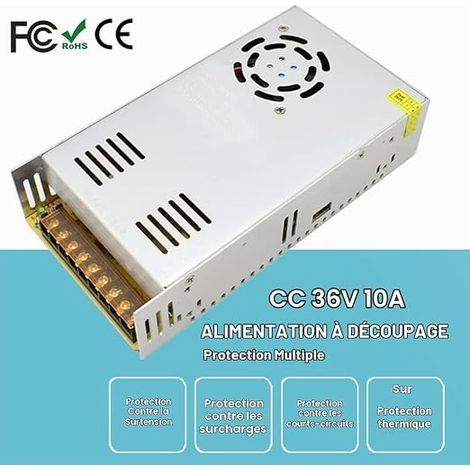 36V 10A 360W Power Supply, 230V 36V Regulated Transformer, AC/DC Switching Power Supply LED Driver for LED Lighting, Surveillance, Industrial, Motor (1/4)