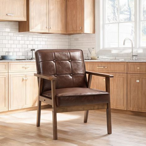 Chaise de salle à manger marrón en PU 73 x 64 x 81 cm (1/5)