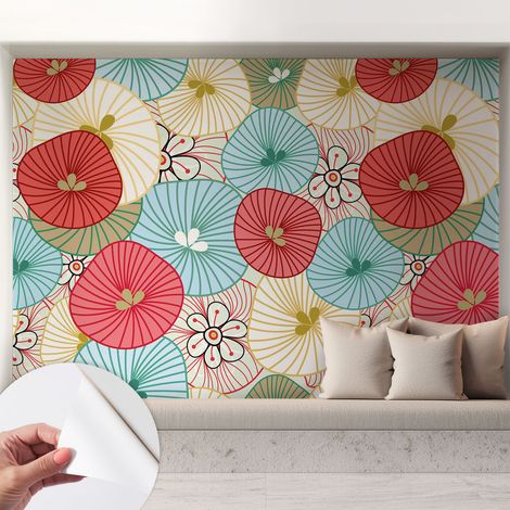 Papier peint adhésif avec colle pour décoration moderne de salon chambre à coucher cuisine et bureau Facile Motif floral 208x146 cm (1/5)