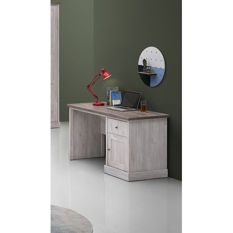 Bureau enfant contemporain chêne blanc/marron Maxime (1/4)