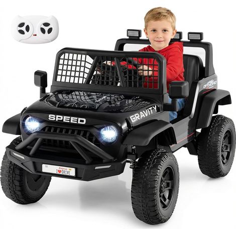 COSTWAY 24V Macchina Eletrrica per Bambini,Telecomando Genitori, Musica, Clacson,3 Anni+,Nero