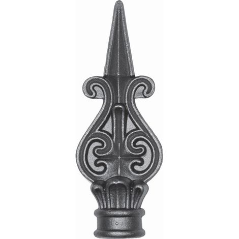 Pointe de lance sophistiquée - H142mm largeur 57mm base Ø30mm - Fer forgé - À souder - DECO FER FORGE (1/2)