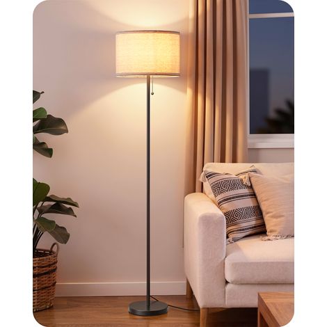 EDISHINE Lampadaire Salon, Lampe sur Pied Moderne avec Abat-jour en Lin et Structure Métallique Noire (1/5)