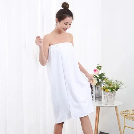 Rutschfester Mikrofaser-Bademantel/Handtuch 80 x 135 cm, Weiß (1/5)