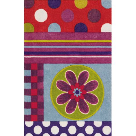 Tapis de porte violet antidérapant design moderne - violet multicolore à pois et rayures (1/3)