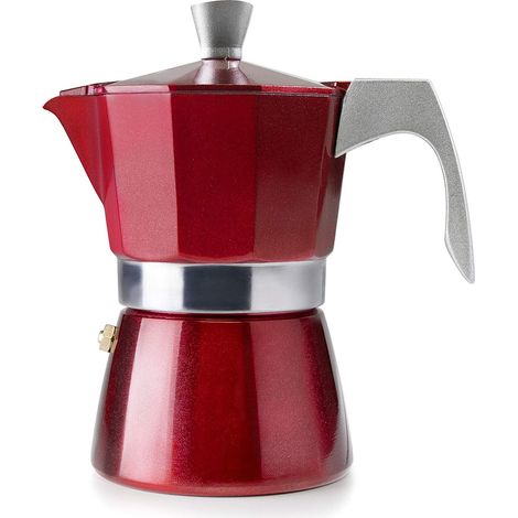 IBILI Moka express Evva Red, 12 tazze, 600 ml, alluminio fuso, adatta per l’induzione (1/4)