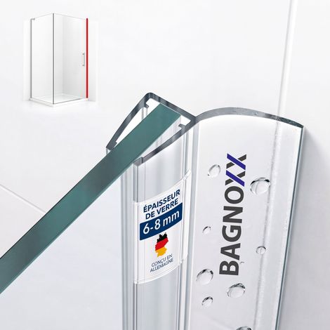 Joint d'étanchéité, joint de douche transparent entre paroi de douche et autre élément en verre, lèvre de douche en PVC - pour épaisseur de verre 6mm (1/5)