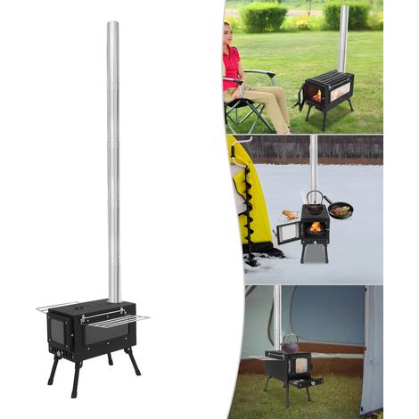 Tragbarer Zelthofen im Freien mit multifunktionalen Regalen, Holzofen für Wandern und Camping, 40  53  34,5 cm (1/5)