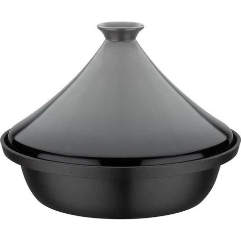 Solid cast iron tagine - GSW - 30 x 22 cm - Ceramic lid - Induction - Gray (1/3)