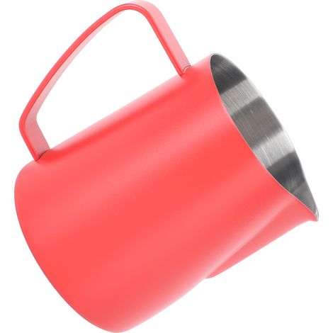 Pichet à lait à bec pointu, mousseur à café, 310 ml, acier inoxydable 304 avec graduation intérieure, rouge (1/5)
