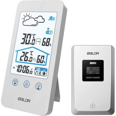 Indoor Outdoor Thermometer Wireless Digital Hygrometer Temperature Gauge with Time,Temperature Humidity Sensor