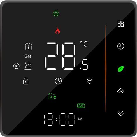 WiFi Thermostat - Underfloor Heating Thermostat - Supports App Control - Voice Control Compatible with Alexa/Google Home - for Hot Water Preparation (Black)