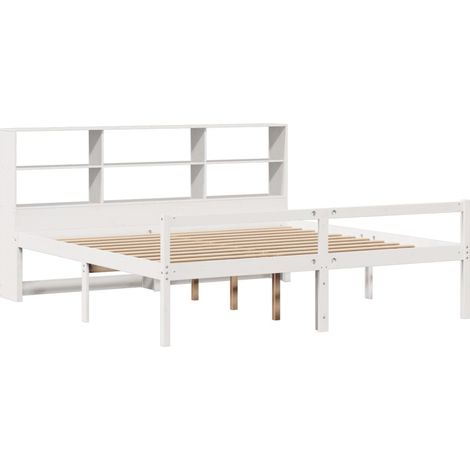 Lit bibliothèque sans matelas blanc 180x200 cm bois pin massif vidaXL (1/5)