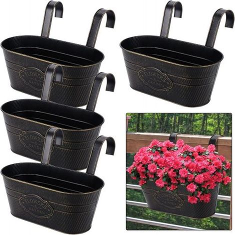 Jardinière Suspendue - Métal Inoxydable - Trous de Drainage - Usage Intérieur Extérieur - Lot de 4 (1/5)