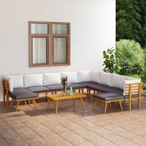11 PCS Garden Lounge Set con acacia masiva cojines (1/5)