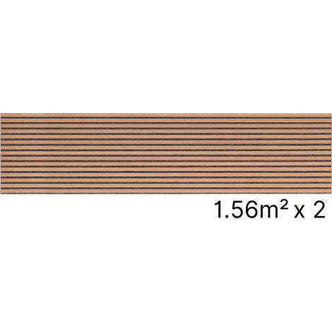 Lot 2 Panneaux Muraux Acoustiques en Bois - 240x60cm- 3.12 m2 - Cerisier Naturel - A Lattes - Panneau Tasseau de Bois (1/5)