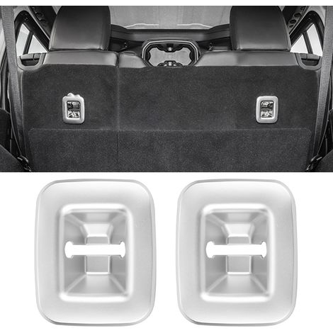 Lot de 2 garnitures décoratives pour crochets de coffre intérieur, compatibles avec Jeep Wrangler JL 2018, couleur argent.