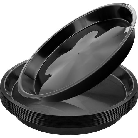 Lot de 10 soucoupes rondes en plastique pour pots de fleurs, diamètre : 30 cm, pour plantes d'intérieur et d'extérieur, noirs (1/5)