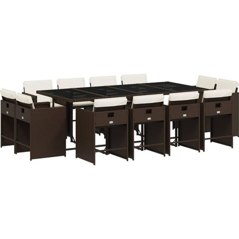 Maison Exclusive - Set da Pranzo da Giardino 13pz con Cuscini Marrone Polyrattan
