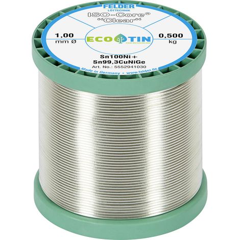Felder ISO-Core "Clear" Sn100Ni+ Lötzinn Spule Sn99,25Cu0,7Ni0,05  0.500 kg 1 mm