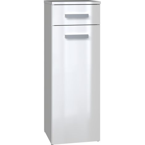 Meuble de salle de bain, Blanc Mat / Blanc Brillant, 85 × 30 × 30 cm (1/4)