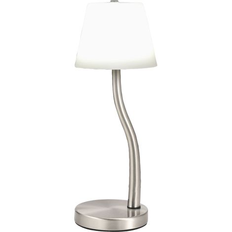Lampe De Table Led Ibla 9W 750Lm 3000K, Variateur Tactile, Structure En Métal Et Verre Soufflé, Finition Nickel Satiné - Ibla (1/3)