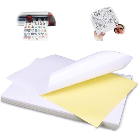 80 feuilles Papier d'étiquettes A4 autocollant mat blanc, 210 x 297 mm, 80 g/m², compatible jet d'encre et laser (1/5)