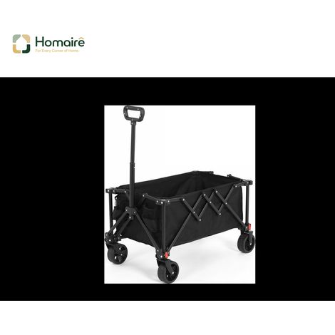HOMAIRE Chariot pliable tout terrain avec roues, poignée ajustable et résistant pour camping, shopping, sports et pêche noir