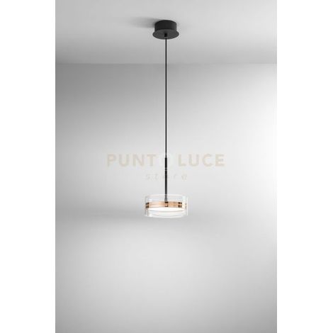 Sospensione Contemporanea Aere Metallo Oro Rosa Vetro Nero Led 14W 3000K