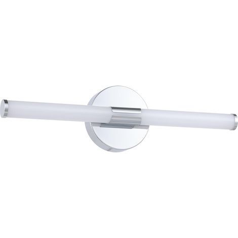 Ramola LED-Spiegelwandleuchte, Badezimmerlampe, verchromtes Metall und weißer Kunststoff, warm-/kaltweiß, Schutzart IP44, L 45 cm (1/3)