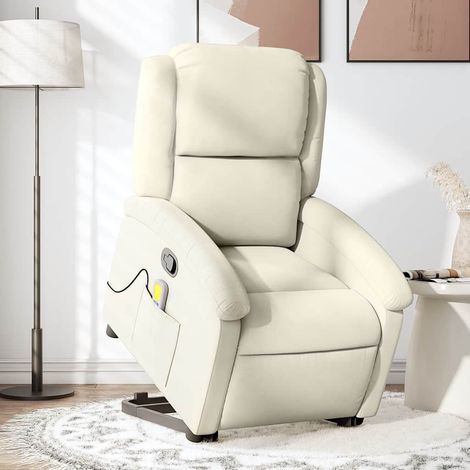 Sillón reclinable de masaje elevable terciopelo crema vidaXL (1/5)