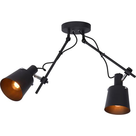 Plafonnier Lucide Quinny métal noir 2xE27 40W dimmable (1/5)