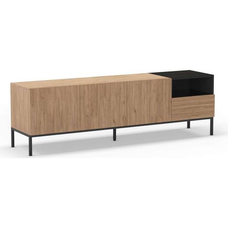 Mueble televisión md-Roque 3 puertas 1 cajón 1 hueco acabado roble sepet/negro, 180cm(ancho) 55cm(alto) 42cm(largo) (1/5)
