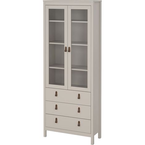 Madrid Vitrinenschrank 2 Türen 3 Schubladen Cashmere. (1/5)