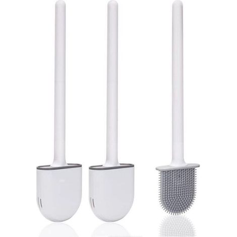 Brosse Toilette Silicone,Brosse WC Silicone et SupportsAvec des Poils Doux et Une Poignée Antidérapante Brosse Toilette Silicone Nettoyage Rapides Brosse WC Suspendu(2 pièces) (1/4)