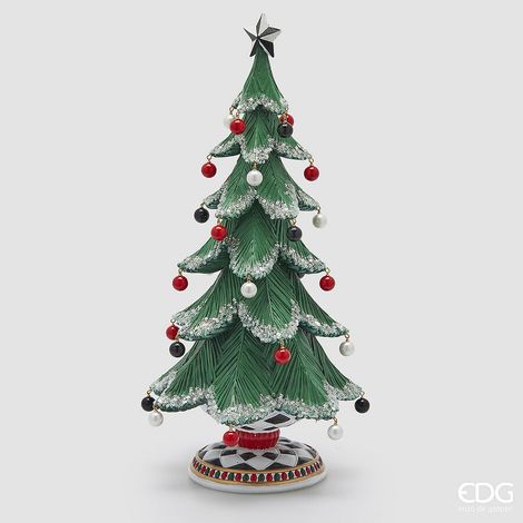 EDG Enzo De Gasperi Pino  Poly di Natale con perle  H 46 Cm D. 22 Cm Green
