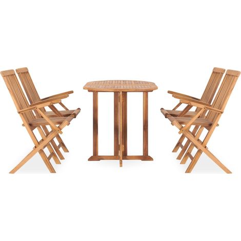 Maison Exclusive - 5-tlg. Garten-Essgruppe Klappbar Massivholz Te
