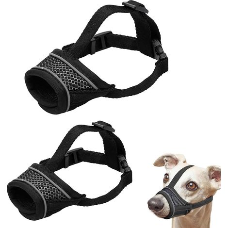 Dog Muzzle with Adjustable Strap to Prevent Biting, Barking and Chewing, Anti Barking Muzzle (2 Pieces, Size S and M) (1/5)