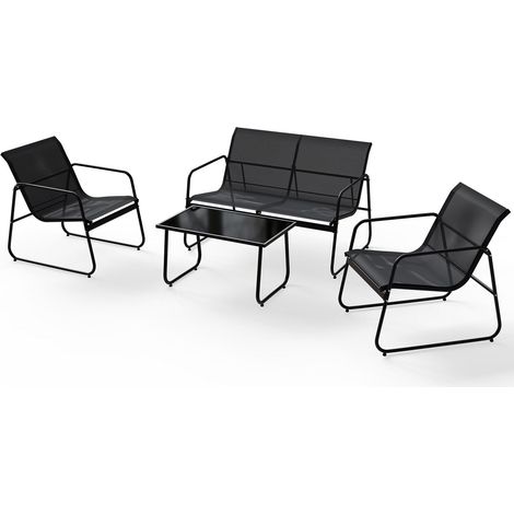 Set di mobili da giardino Genova, 4 pezzi Antracite senza braccioli Set da giardino resistente alle intemperie con tavolo e panca (1/2)
