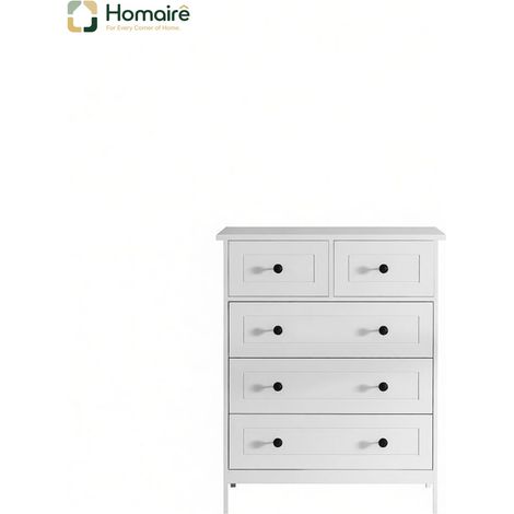 Commode blanche décor bois en mdf 74 x 40 x 91 cm HOMAIRE (1/5)