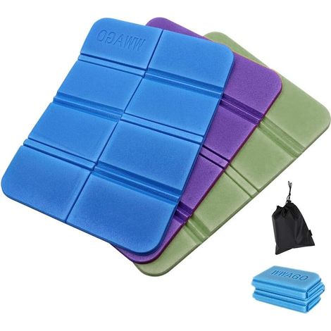 Coussin de Siège Étanche 3 Pièces Coussin Pliant Camping XPE imperméable Tapis de Camping Thermique Pliable avec 1 Sacs de Rangement pour Extérieur Randonnée Jardin Plage Pique-niques (1/5)