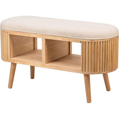 Nordlys – Banc en bois hêtre laqué 90x35x45.5 cm – Assise 2 places avec mousse haute densité – Design bohème avec rangement intégré (1/5)