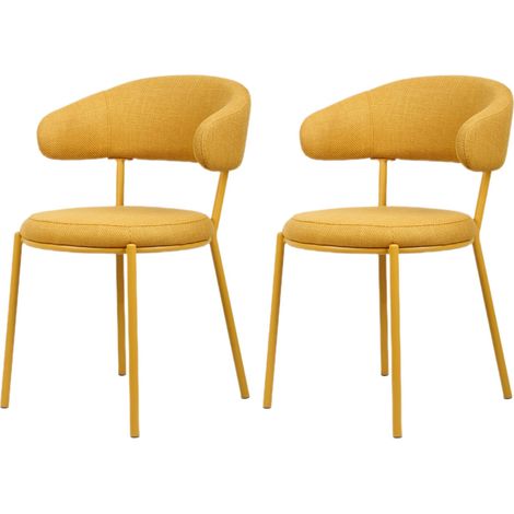 Stühle Rebecca Mobili Dablen 80,5x47,5x57,5 Polyestergewebe Stahl Gelb Modern SET 2 Stück (1/5)