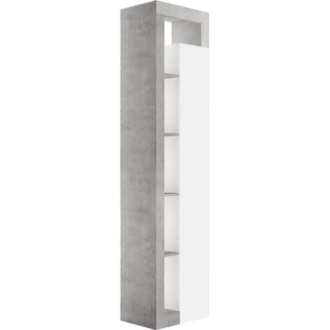 ARTURO - Colonne 1 porte blanc laqué et aspect béton (1/5)