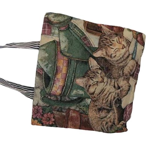 Sac cabas en toile vintage broderie ethnique unilatérale, sac shopping pratique pour cadeau, style rétro élégant (1/5)