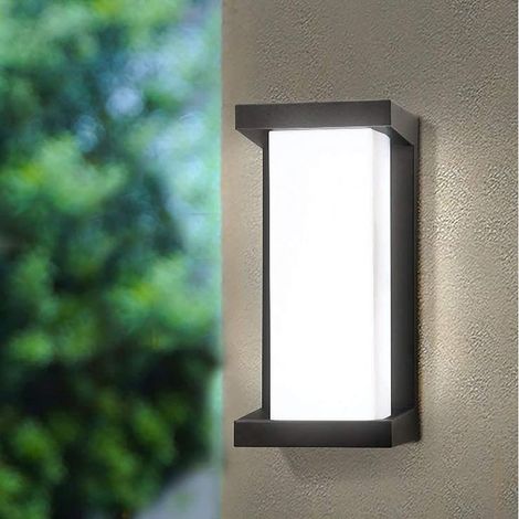 Applique LED IP65 étanche 12W 5500K aluminium rectangle applique murale extérieure LED lampe extérieure extérieure lampe extérieure pour jardin avant salle de bain véranda garage chambre salon couloir (1/5)