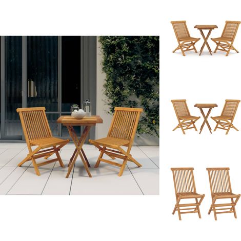 Gartenmöbel-Sets - Living 3-tlg. Garten-Essgruppe Massivholz Teak (1/5)