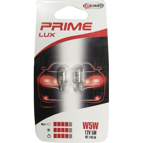 W5W Coppia di lampadine in vetro per luci auto 12V 5WW W2, 1x9, 5d (1/2)