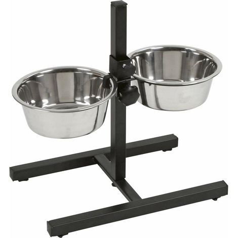 KERBL Bar per alimentazione argento con ciotole in acciaio inox 1800 ml